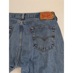 Men's 34x30 Levis 501 Jeans Blue Button Fly Denim Pants Faded Wash Straight